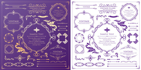 クリスマスをイメージした装飾デザインセット。雪の結晶をモチーフにしたフレームデザイン