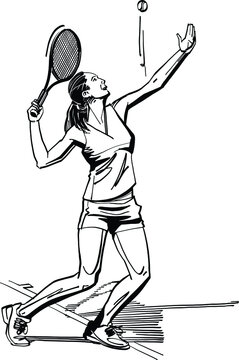 Tennis Player Clipart Black And White