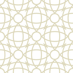 Seamless pattern in arabic style. Olive green and white background