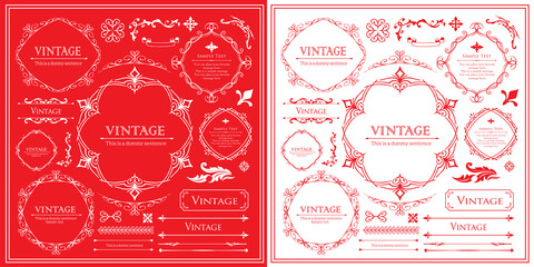 クリスマスをイメージした装飾デザインセット。雪の結晶をモチーフにしたフレームデザイン