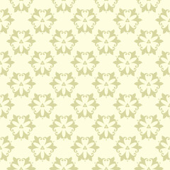 Seamless pattern with flowers. Floral olive green background