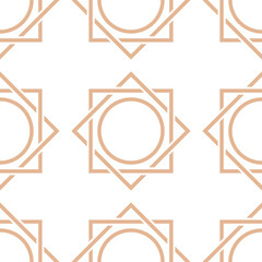 Fototapeta premium Geometric seamless pattern. Beige ornament on white background
