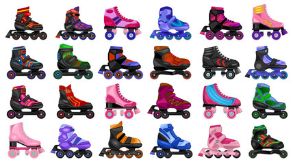 Skate roller vector cartoon set icon. Vector illustration rollerskate on white background. Isolated cartoon set icon skate roller.