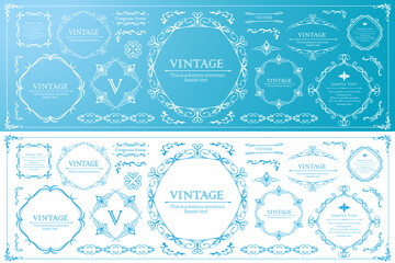 クリスマスをイメージした装飾デザインセット。雪の結晶をモチーフにしたフレームデザイン