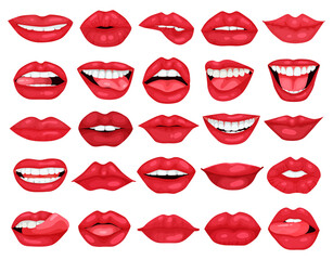 Female lip vector cartoon set icon. Vector illustration smile on white background. Isolated cartoon set icon female lip.