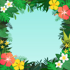 Naklejka premium 夏の植物フレーム