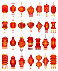 Chinese lantern vector cartoon set icon. Vector illustration asian lamp on white background. Isolated cartoon set icon chinese lantern.