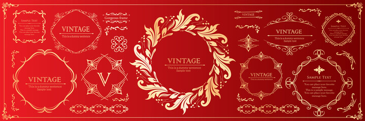 クリスマスをイメージした装飾デザインセット。雪の結晶をモチーフにしたフレームデザイン