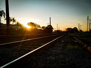 railway in sunset