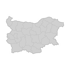 Map of Bulgaria divided to regions. Outline map. Vector illustration.