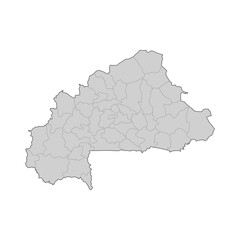 Map of Burkina Faso divided to regions. Outline map. Vector illustration.