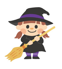 ハロウィン 魔女 仮装 手描き ベクター イラスト