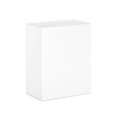Realistic cardboard packaging box mockup. Vector illustration isolated on white background. Can be use for medicine, food, cosmetic and other. Ready for your presentation. EPS10.	
