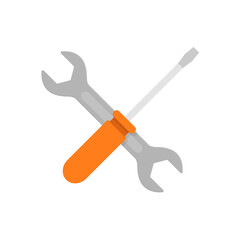 Screwdriver and hammer flat, repair icon, vector illustration isolated on white background