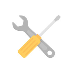 Screwdriver and hammer flat, repair icon, vector illustration isolated on white background