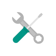 Screwdriver and hammer flat, repair icon, vector illustration isolated on white background