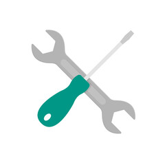 Screwdriver and hammer flat, repair icon, vector illustration isolated on white background