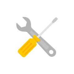 Screwdriver and hammer flat, repair icon, vector illustration isolated on white background