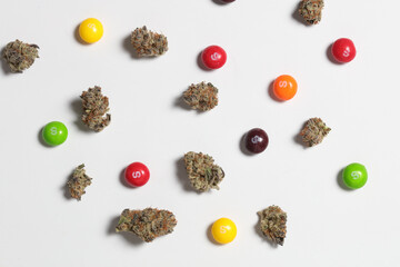 Cannabis and Candy Skittles - obrazy, fototapety, plakaty