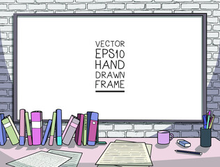 Hand drawn frame with study table - 360427207