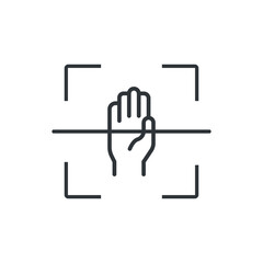 Hand scanning, biometrics line icon, vector illustration. 