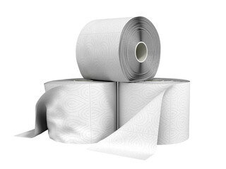 toilet paper rolls 3d render on a white background no shadow