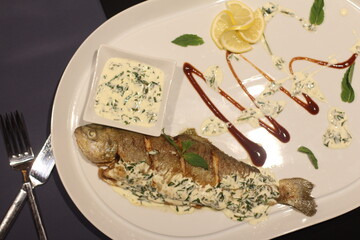 Fish with special presentation. Food 