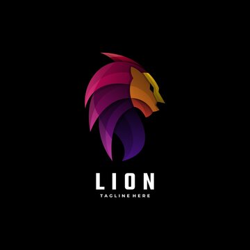 Vector Logo Illustration Lion Gradient Colorful Style.