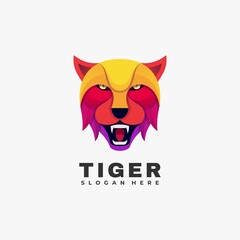 Vector Logo Illustration Tiger Colorful Style.