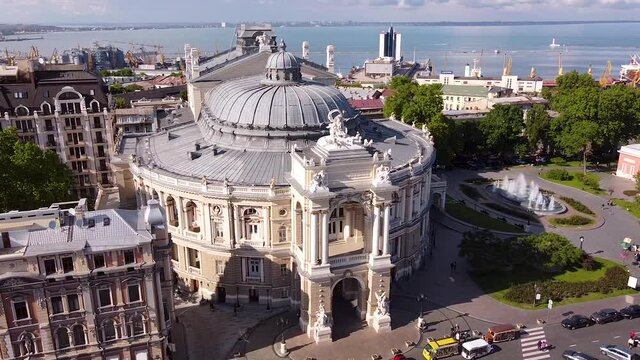 odessa ukraine  opera theater drone view