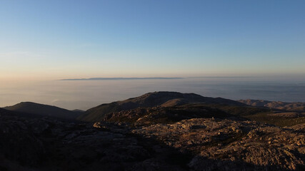 The mountain view from the Serra Da Estrela Natural Park in Portugal