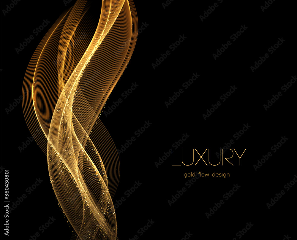 Poster abstract shiny color gold wave design element