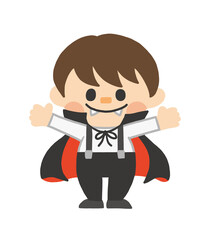 ハロウィン ドラキュラ 吸血鬼 仮装 手描き ベクター イラスト