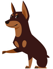 Doberman giving paw. Cute pet in cartoon style.