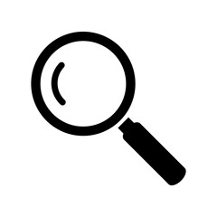 Black magnifying glass icon isolated on white background. Search icon in flat style. Magnifying glass icon for search and zoom symbol, sign, ui and magnifier logo. Modern magnifying glass vector