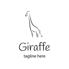 Logo of a giraffe. Isolated vector illustrations. The simple silhouette of a giraffe. Animal.