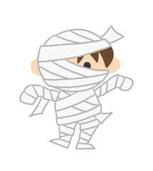 ハロウィン ミイラ ミイラ男 仮装 手描き ベクター イラスト