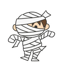 ハロウィン ミイラ ミイラ男 仮装 手描き ベクター イラスト