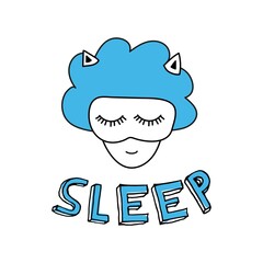 Sleep. The inscription with the girl in the mask.