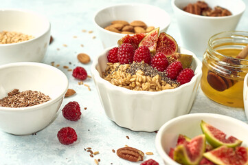 oatmeal with raspberries chia seeds and honey