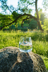 glass of clean water outdoor