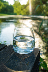 glass of clean water outdoor