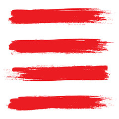 Red brush stroke set isolated on white background. Trendy brush stroke vector for ink paint, grunge backdrop, dirt banner, watercolor design and dirty texture. Brush stroke vector