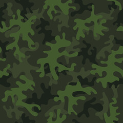 Naklejka premium Camouflage in green colors. Seamless pattern. Green and brown tones. Vector illustration.