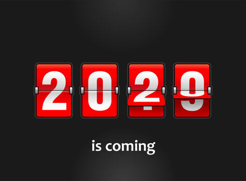 2020 is coming - new year flip countdown time remaining counter with half flipped from 2019 to 2020 digits - promo decoration