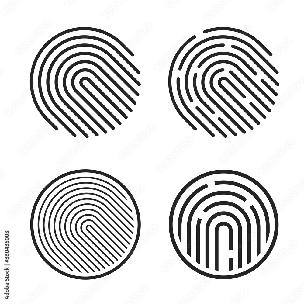 Poster fingerprint icon vector or finger print symbol button for security biometric thumb id identification
