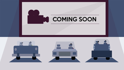 Flat vector isolated illustration design of drive in cinema 
