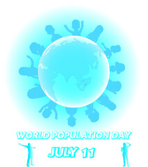 World Population Day,connection conceptual illustration over blue background. vector