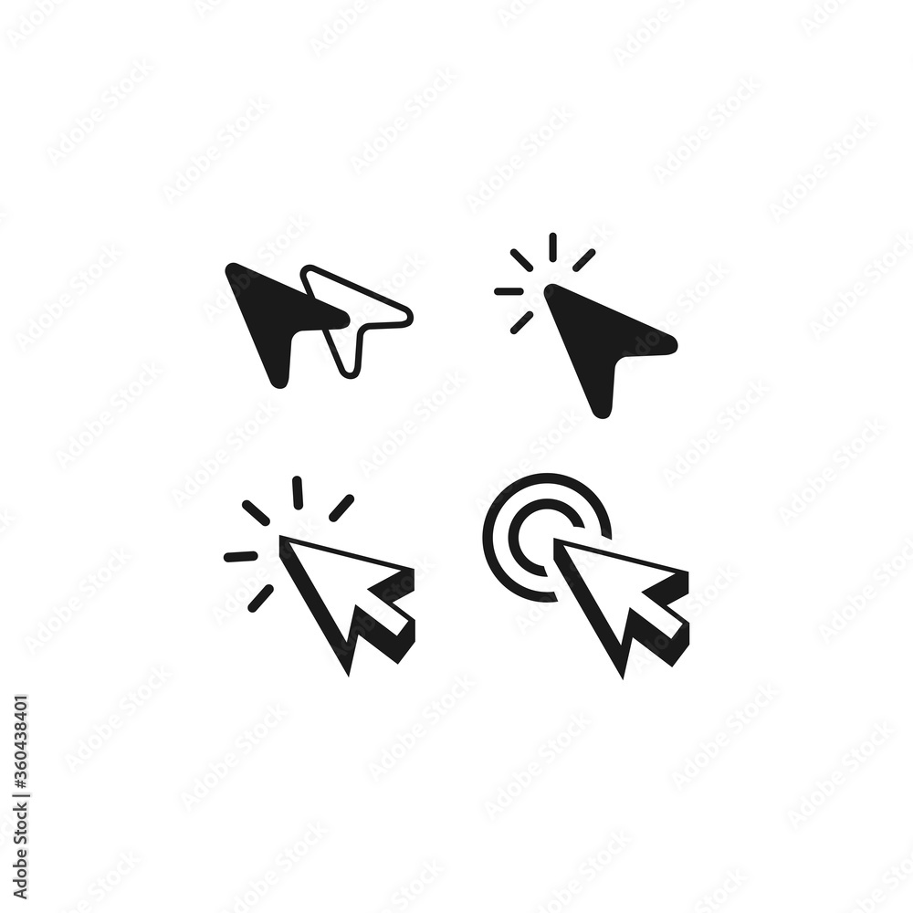 Poster cursor pointer icon vector. cursor arrow icons in a trendy flat design