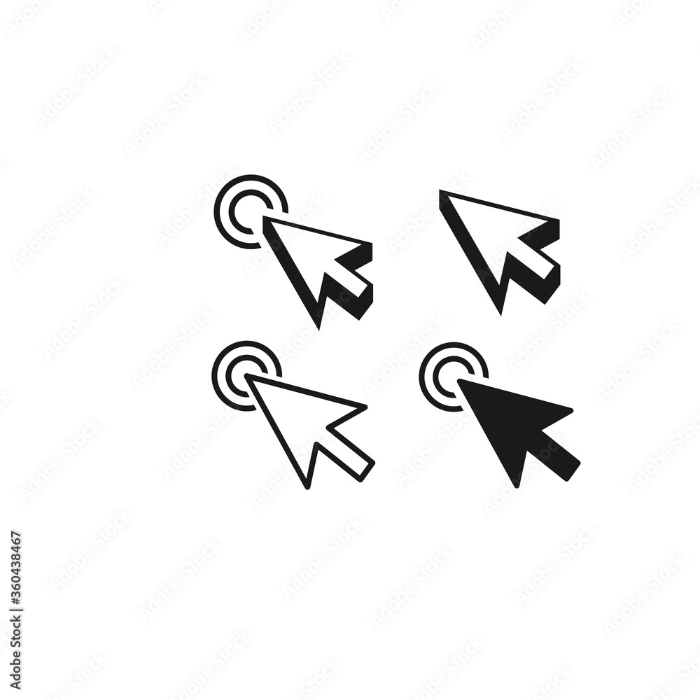 Poster cursor pointer icon vector. cursor arrow icons in a trendy flat design